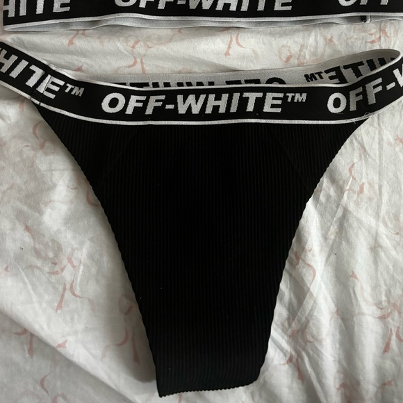 Off-White Black Ribbed Logo Bikini Set - Picture 5 of 5